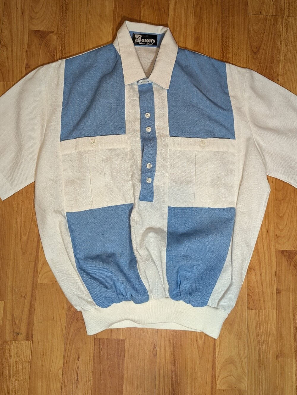 Vintage Blue & White Barons By Alan Stuart Polo Men's Med/Lrg